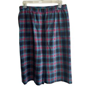VTG Pendleton Plaid Wool Midi Skirt Womens 12P Lined Pleaded Pockets Made in USA